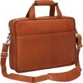 Piel Leather Slim Top - Zip Briefcase - Saddle 3002